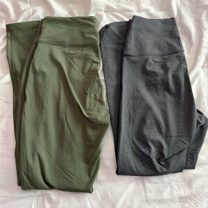 Everlane Charcoal Gray Leggings / Banana Republic Olive Green Leggings
